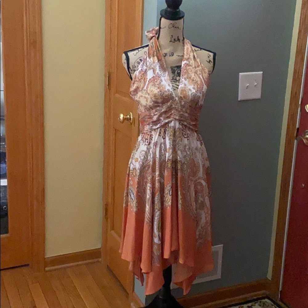 H&M Yellow Silk Halter dress Size 6